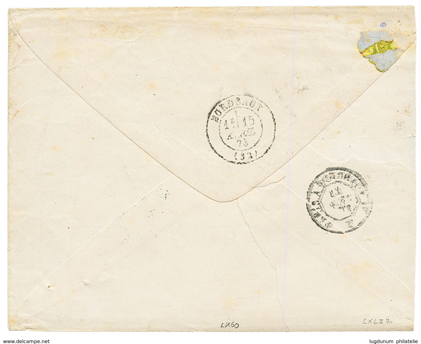 1873 CG Superbe Paire 80c EMPIRE + 40c CERES(x3) Obl. MQE + MARTINIQUE ST PIERRE Sur Lettre (Quadruple Port) Pour BORDEA - Andere & Zonder Classificatie