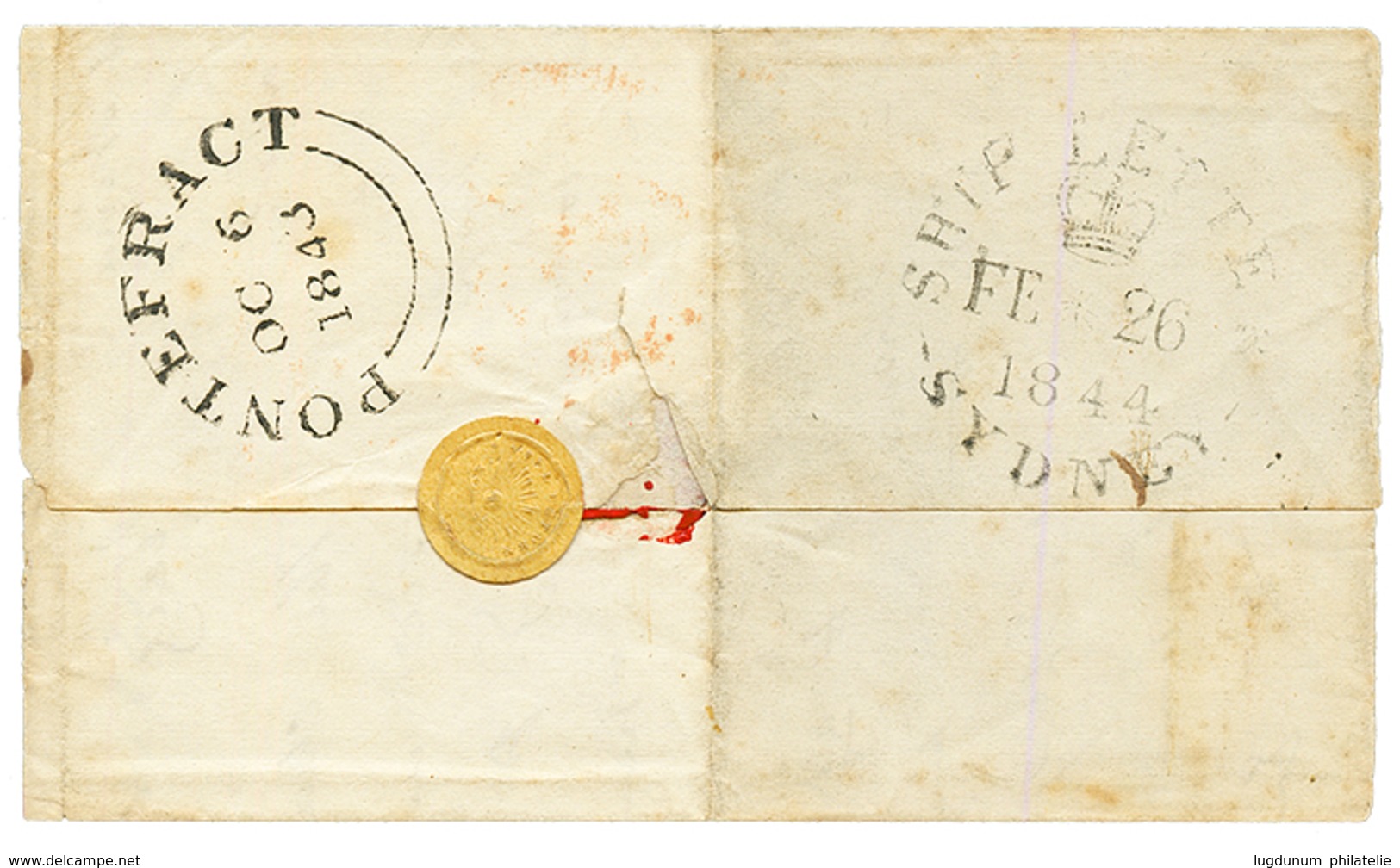 NOUVELLE HEBRIDES - PRECURSEURS : 1843 PAID SHIP LETTER LONDON On Cover With Text (one Part Missing) From PONTEFRACT Via - Autres & Non Classés