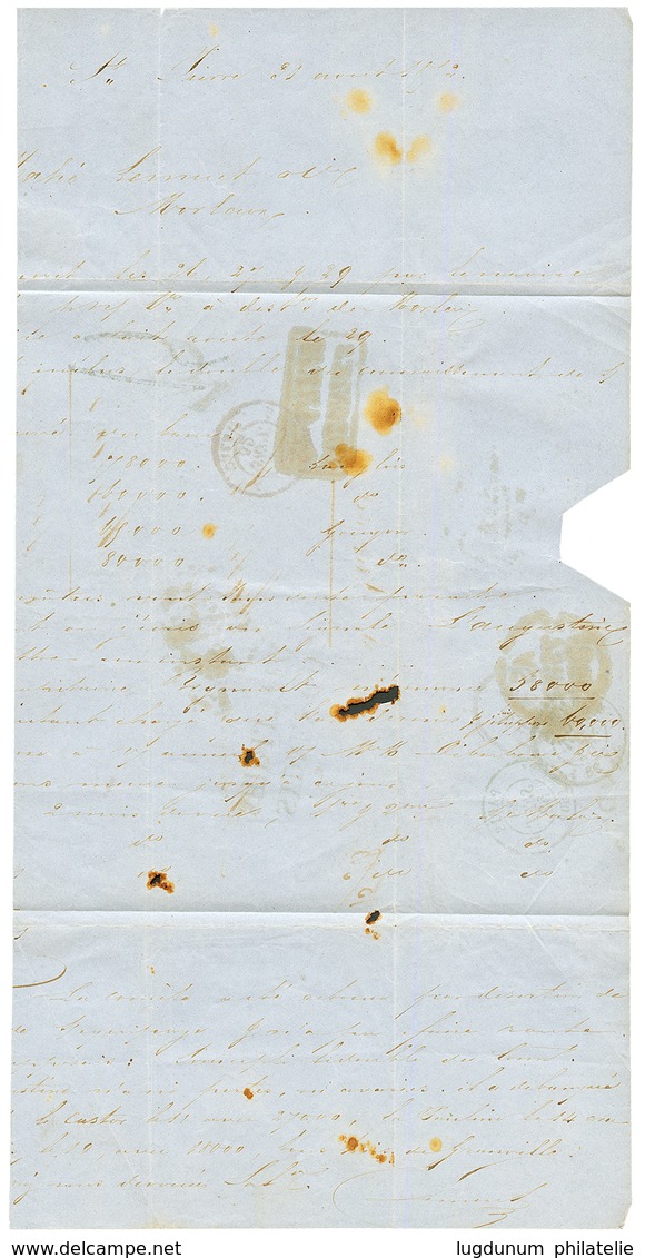 1852 SYDNEY C.B/ SHIP LETTER + COLONIES ART.13 Sur Lettre Avec Texte (incomplet) Daté De ST PIERRE Pour MORLAIX. RARE. T - Andere & Zonder Classificatie
