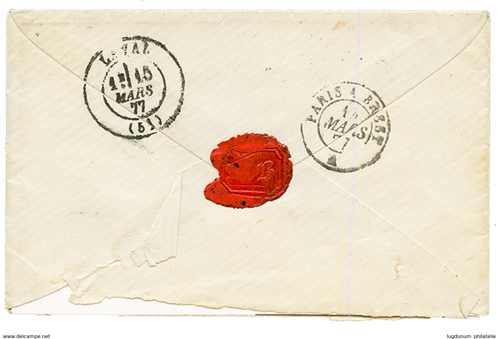 1876 CG 10c + 30c CERES Obl. ST PIERRE ET MIQUELON (frappe Mal Venue) Sur Env. Pour La FRANCE. B/TB. - Other & Unclassified