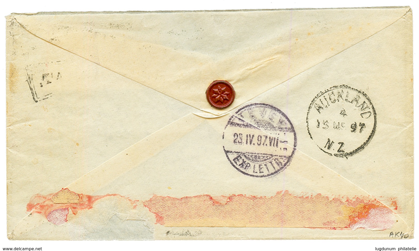 1897 OCEANIE 25c(x2) Obl. PACKET BOAT Sur Enveloppe Pour La SUISSE. Verso, AUCKLAND. TTB. - Autres & Non Classés