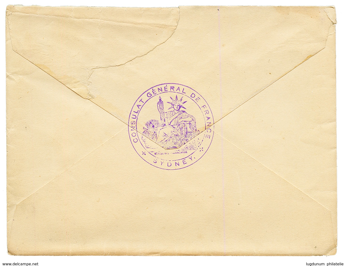 AUSTRALIA : 1893 CONSULAT DE FRANCE A SYDNEY On Envelope With Text To NOUMEA NEW CALEDONIA. Vf. - Sonstige & Ohne Zuordnung