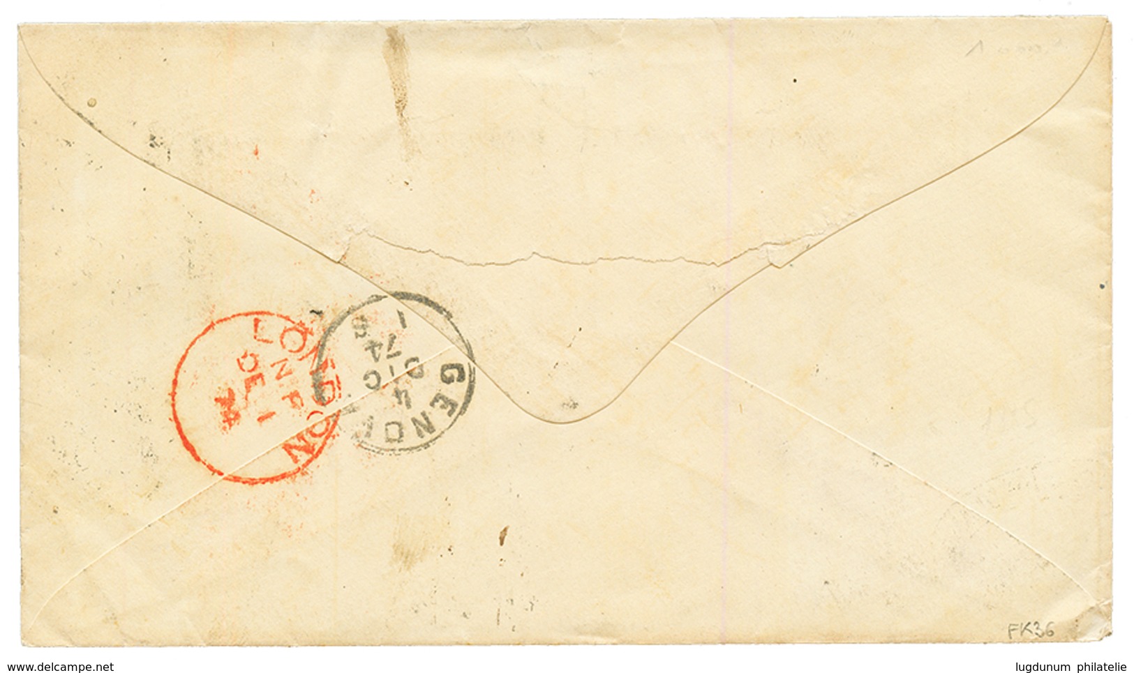 BRAZIL : 1874 DON PEDRO 200R Canc. On Envelope To GENOVA (ITALY) Taxed On Arrival With 30c + 40c(x2). Vvf. - Sonstige & Ohne Zuordnung