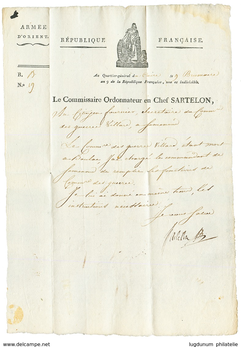 EGYPT - NAPOLEONIC CAMPAIGN : An 9 LE CAIRE On Entire Letter Datelined "QUARTIER GENERAL Du CAIRE" To SEMENOUD. RARE. Su - Andere & Zonder Classificatie