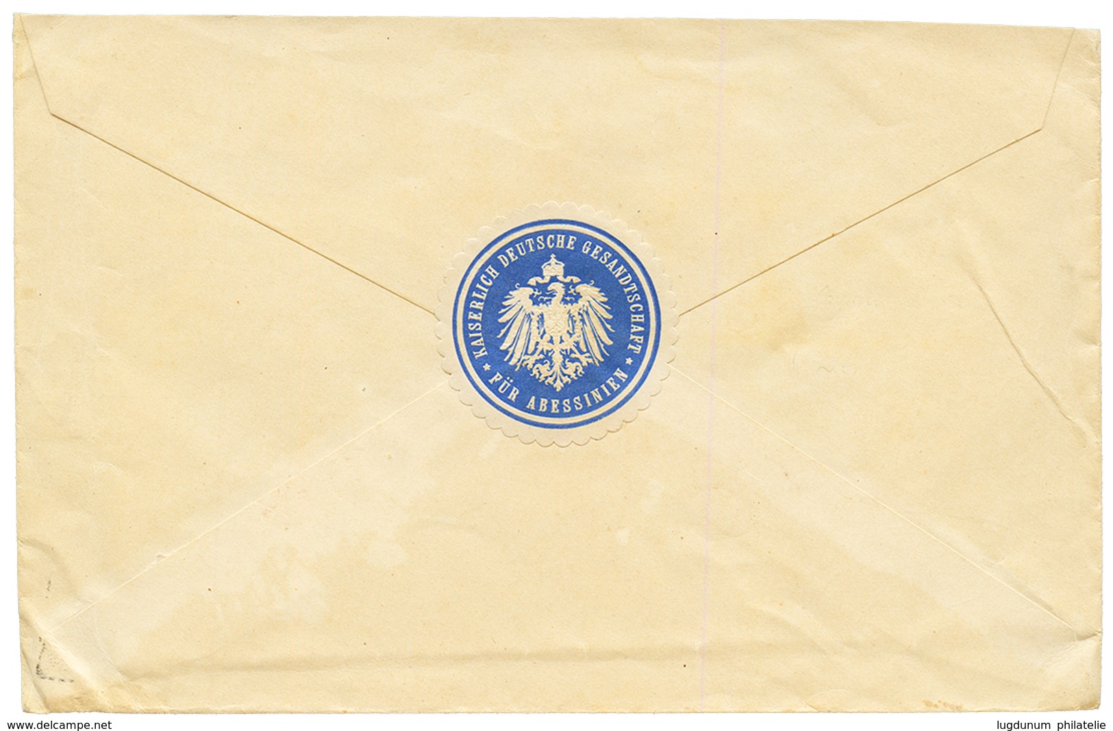 ETHIOPIA - Consular Mail : Scarce Blue Label KAISERLICH DEUTSCHE GESANDTSCHAFT FUR ABESSINIEN On Reverse Of Envelope To  - Etiopia