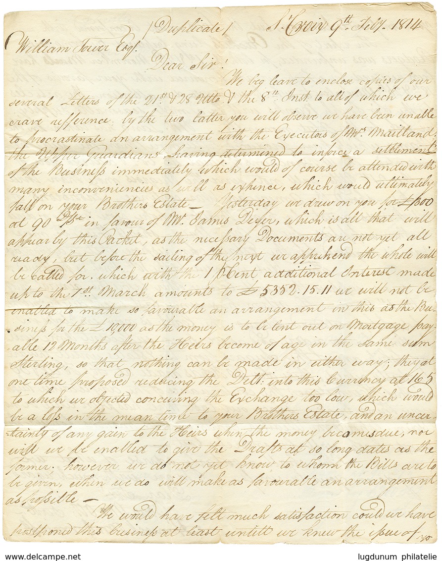 DANISH WEST INDIES : 1814 ST CROIX Fleuron On Entire Letter To ABERDEN (SCOTLAND). Very Few Covers Kwown. GREAT RARITY O - Autres & Non Classés