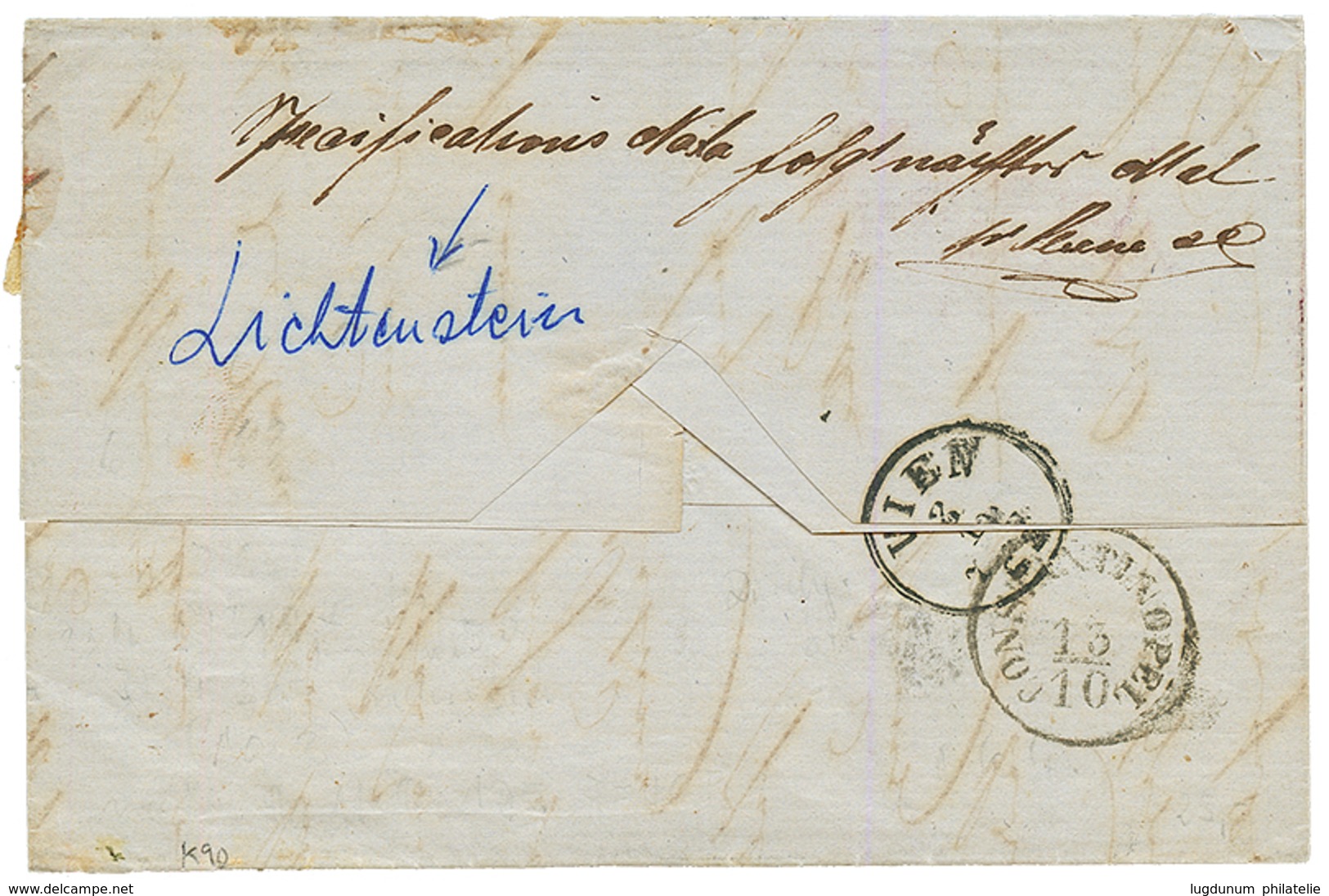 NDP To TURKEY : 1868 NDP 1g(x3) Canc. LICHTENSTEIN On Entire Letter Via WIEN To CONSTANTINOPLE. Vf. - Otros & Sin Clasificación