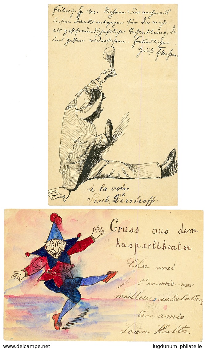 "PAINTING Covers" : 1899/1900 2 Nice POSTAL STATIONERY With Handpainting. Superb. - Otros & Sin Clasificación