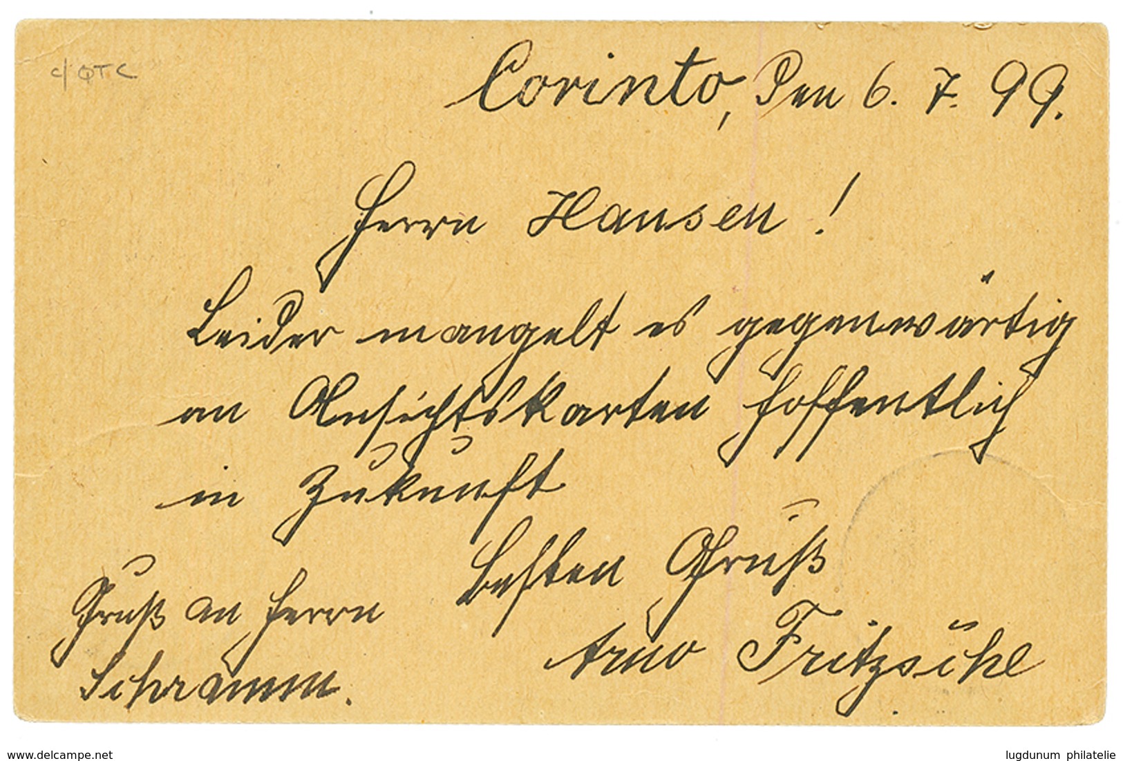 NICARAGUA / GERMANY : 1899 NICARAGUA P./Stat 2c Canc. CORINTO + GERMANY 5pf Canc. KDMS N°36 To KIEL. Superb. - Autres & Non Classés