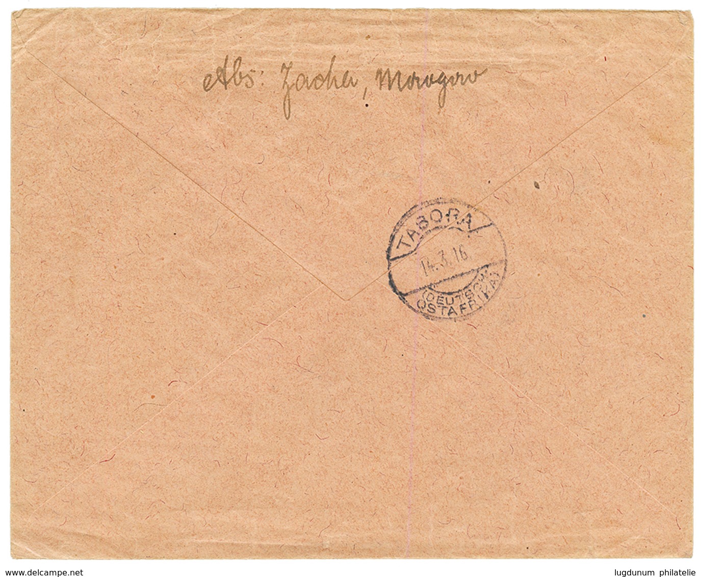 DOA : 1916 Boxed Cachet MOROGORO + Manus. Tax On Envelope To TABORA. Vf. - Deutsch-Ostafrika