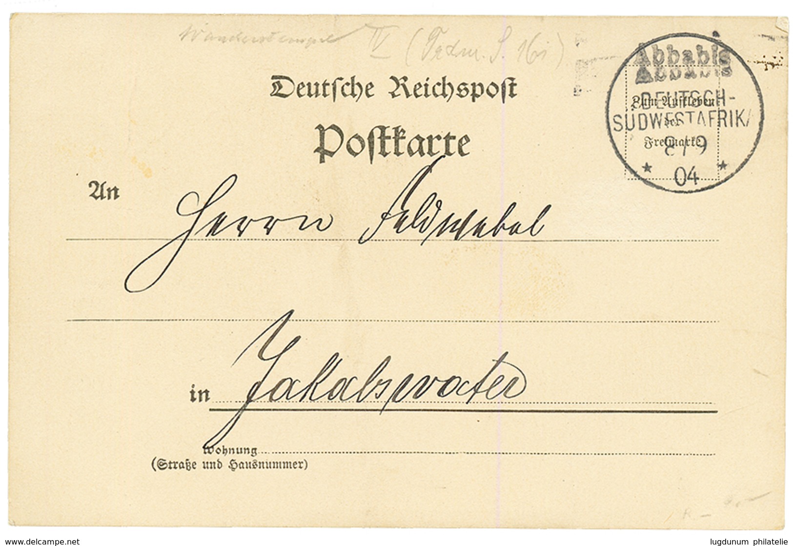 DSWA : 1904 ABBABIS On Card To GERMANY. ARGE = 300. Superb. - Deutsch-Südwestafrika