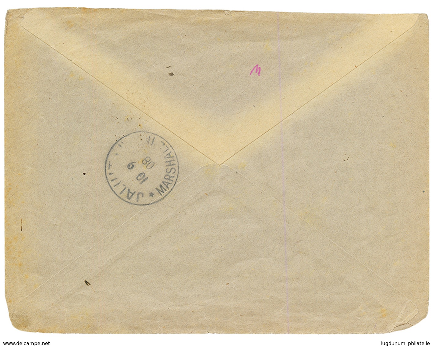 MARSHALL - ATOLL POST : 1908 20pf Pen Cancel. On Envelope To JALUIT. Signed GROBE. Superb. - Marshall