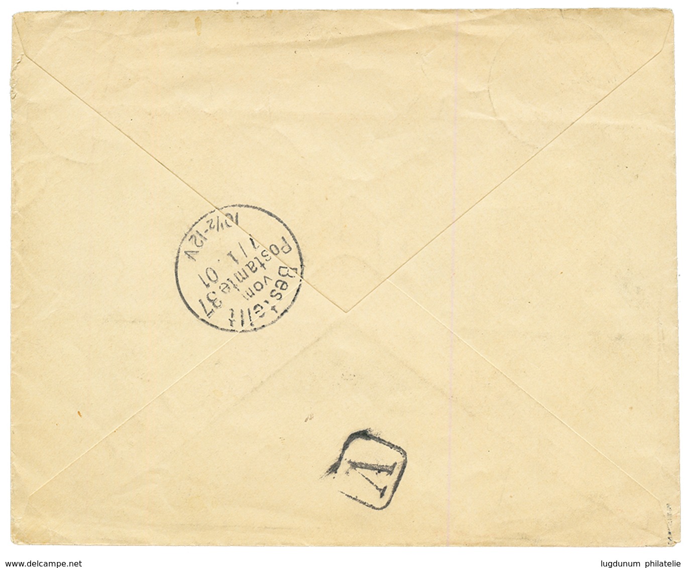 SAMOA : 1900 20pf(n°4)x2 Canc. APIA On REGISTERED Envelope To GERMANY. Signed LANTELME. Vf. - Samoa