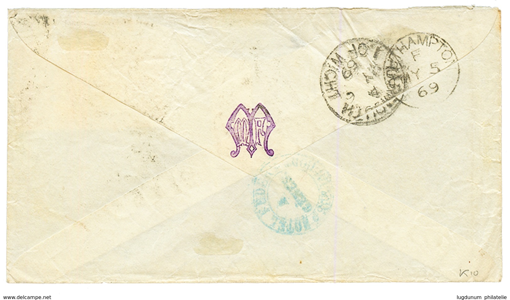 1869 30c (x2) On Envelope From GENOVA To FRESHWATER (ISLE OF WIGHT) Rare Destination. Vf. - Non Classés