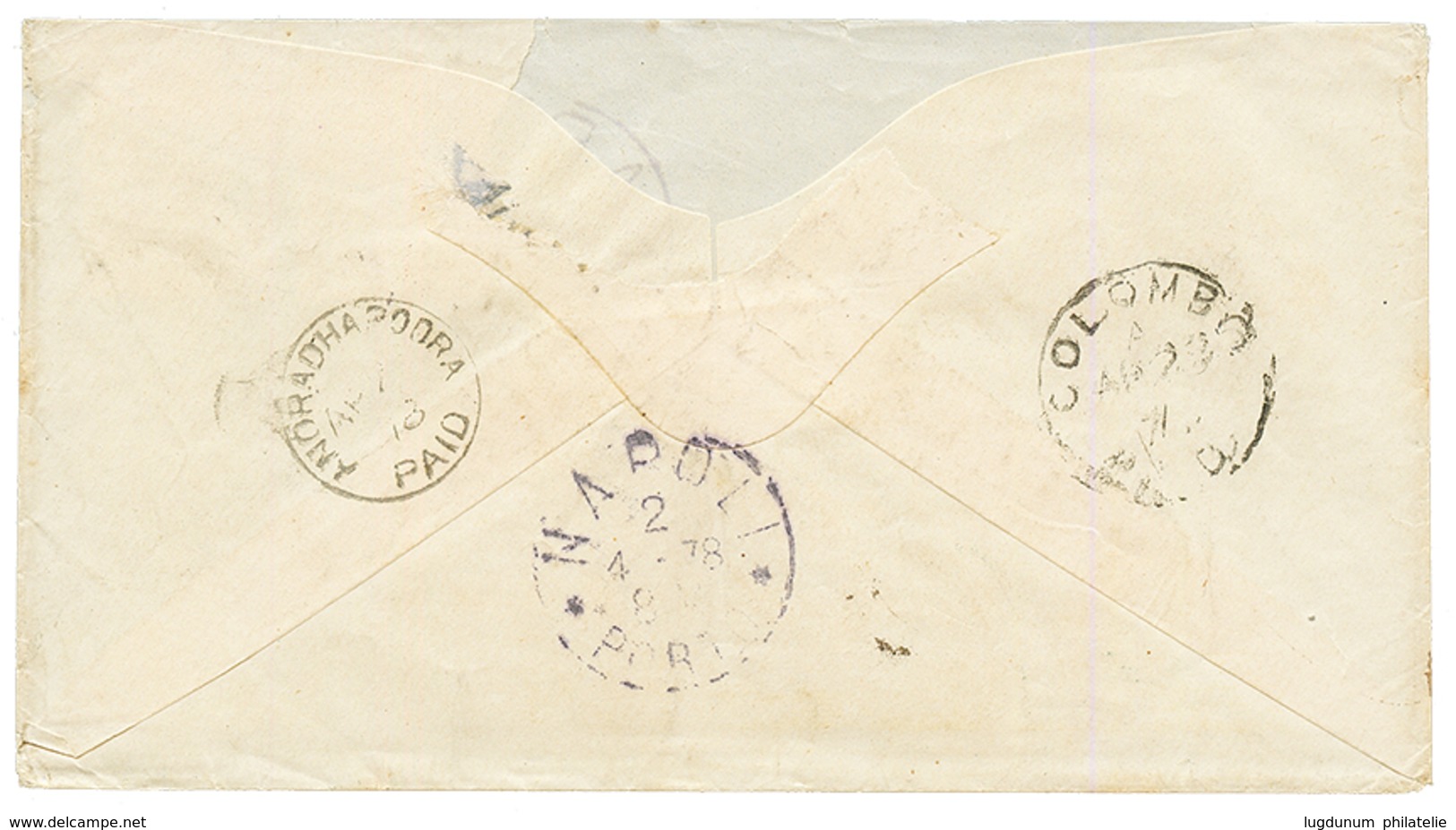 1878 ITALY 30c(x2) On Envelope From NAPOLI To ANARADHAPURA (CEYLON). RARE. Arrival Cds On Reverse. Vf. - Non Classificati