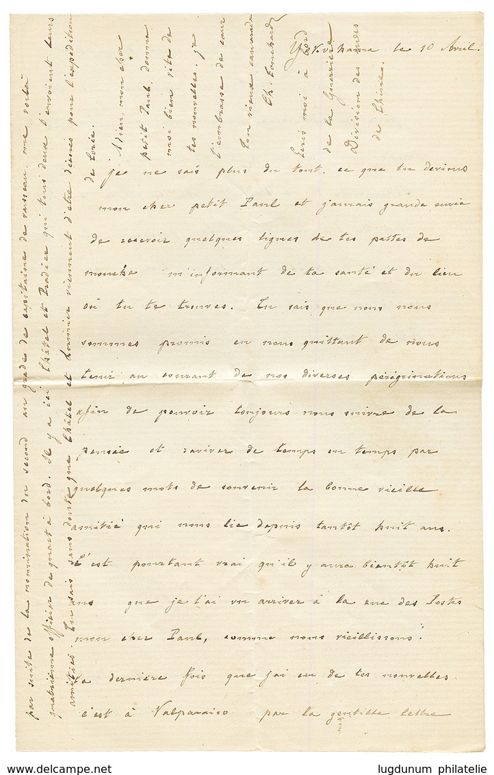 JAPAN : 1867 FRANCE 20c(n°22) Canc. Anchor + Extremely Scarce Military Cachet CORR. D' ARM. LIG. S FR N°1 On Envelope Wi - Otros & Sin Clasificación