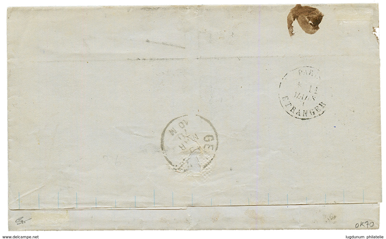 MEXICO : 1870 25c Canc. FRANCO VERA-CRUZ On Cover ( Triple Rate) To GENOVA (ITALY) Taxed On Arrival With 1 LIRE Strip Of - Messico