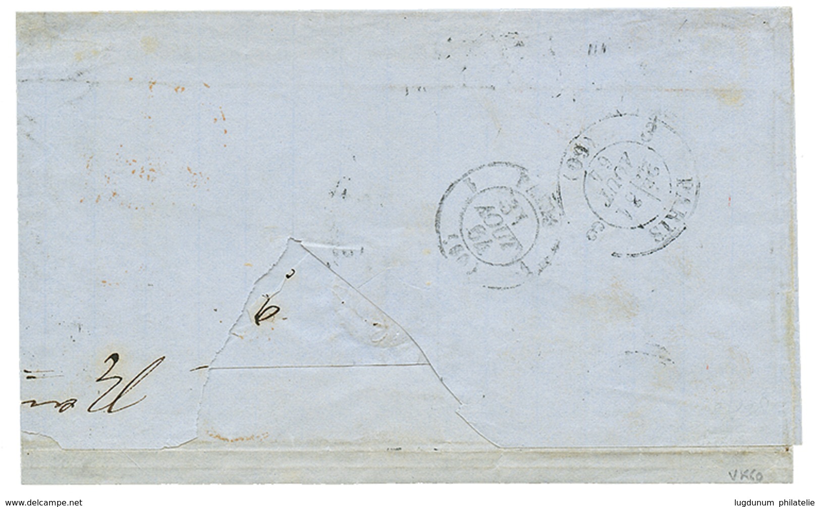 1864 Superb Pair 15c Canc. FRANCO + "AFFRANCHISSEMENT INSUFFISANT" + "12" Decimes Tax Marking On Entire Letter To PARIS( - Andere & Zonder Classificatie