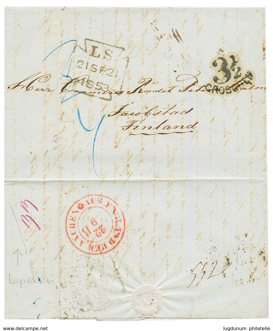 NETHERLAND INDIES To FINLAND : 1854 3 1/2 GROSCHEN Tax Marking On Entire Letter With Text From BATAVIA To JACOBSTAD (FIN - India Holandeses