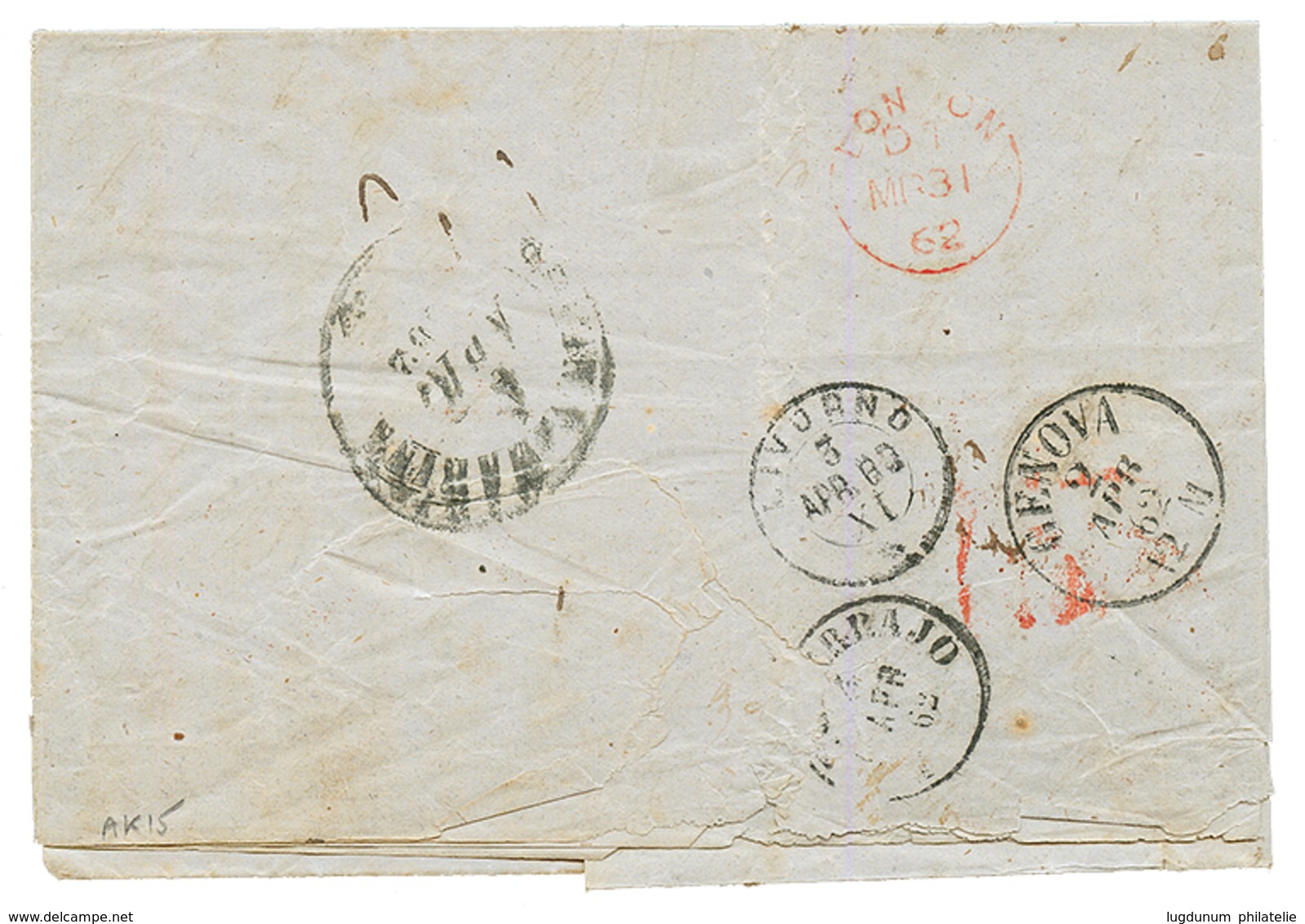 CURACAO : 1862 CURACAO In Red + FORWARDING AGENT Cachet POLNY/ PUERTO CABELLO On Entire Letter Datelined "BARQUISIMETO ( - Niederländische Antillen, Curaçao, Aruba