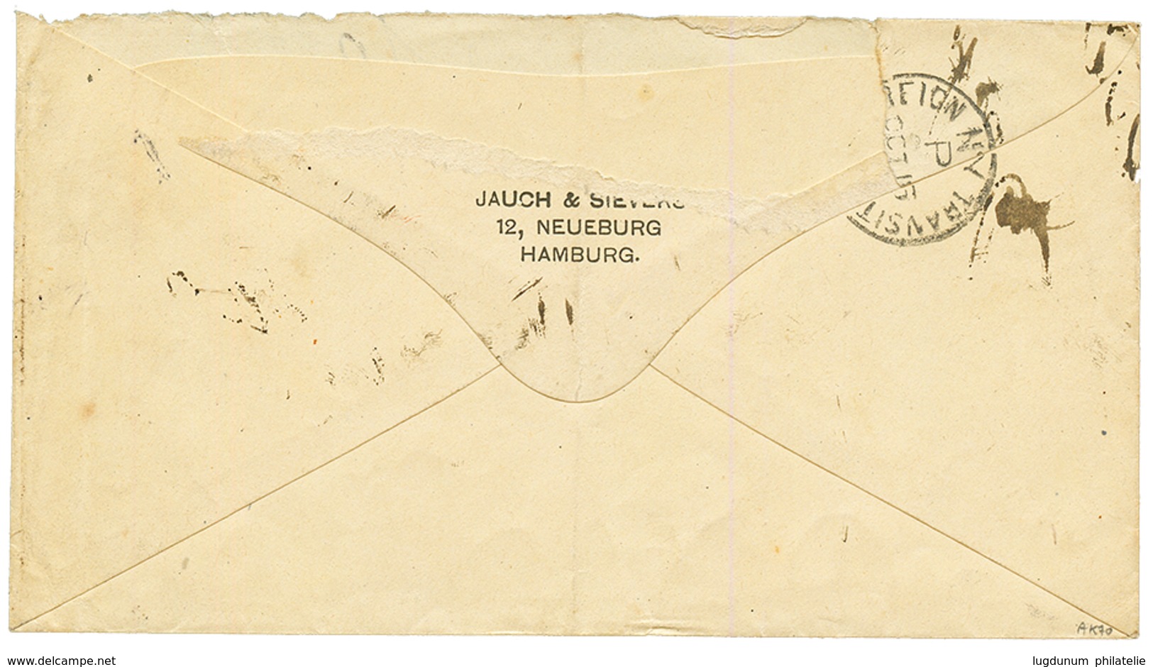 CURACAO : 1892 GERMANY 20pf Canc. HAMBURG On Envelope To LA GUAYRA (VENEZUELA) Redirected To CURACAO. The Envelope Was T - Niederländische Antillen, Curaçao, Aruba