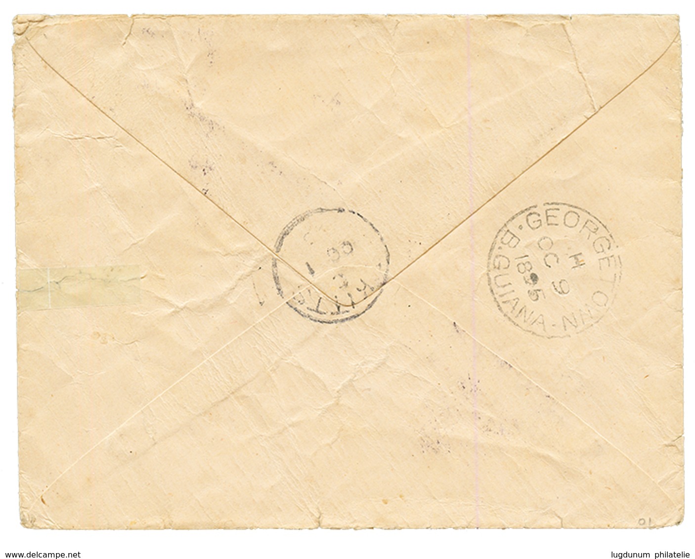 CURACAO : 1895 25c Canc. St EUSTATIUS On Envelope To To DEMERARY (BRITISH GUIANA). Faults But Scarce. Vf. - Curaçao, Nederlandse Antillen, Aruba