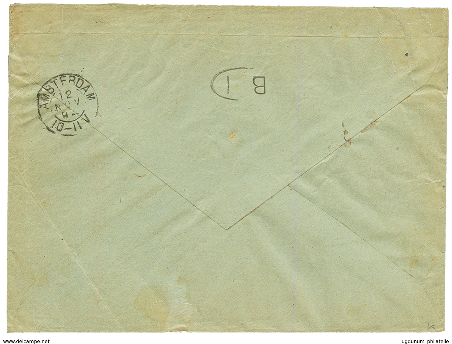 SURINAME : 1894 1cx3(1 Stamp With Fault) + 12 1/2c + 5c Unperf (!) Canc. NEDERL. PAKETBOOT On Cover To AMLSTERDAM. Vf. - Surinam ... - 1975