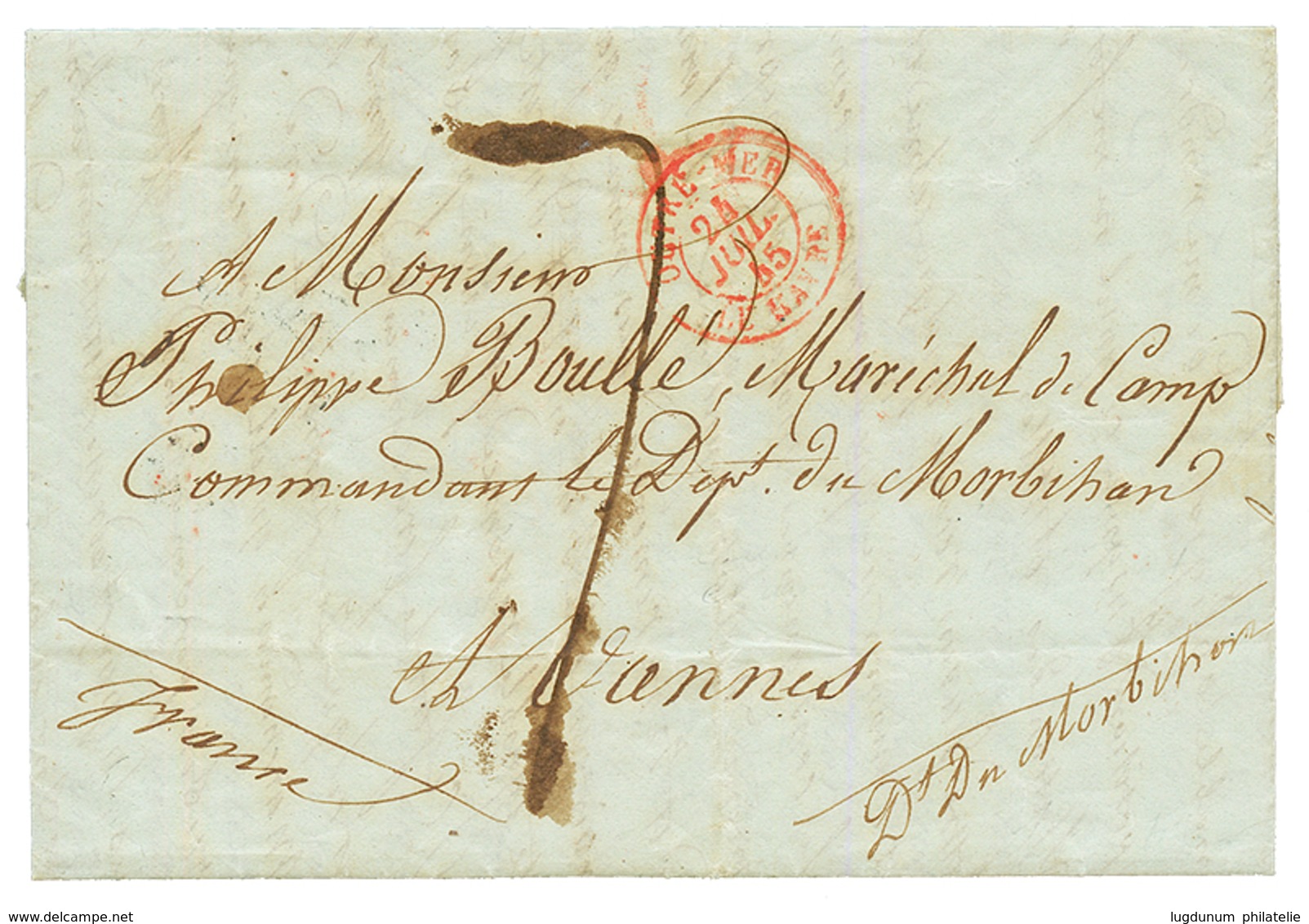 NEVIS - PRECURSOR : 1845 OUTRE-MER LE HAVRE On Entire Letter Datelined "NEVIS" To FRANCE. RARE. Vf. - St.Christopher-Nevis-Anguilla (...-1980)