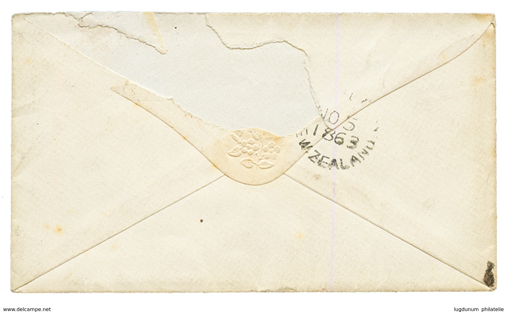 NEW ZEALAND : 1864 6d With 4 Large Margins Canc. On Envelope To ENGLAND. Vf. - Other & Unclassified