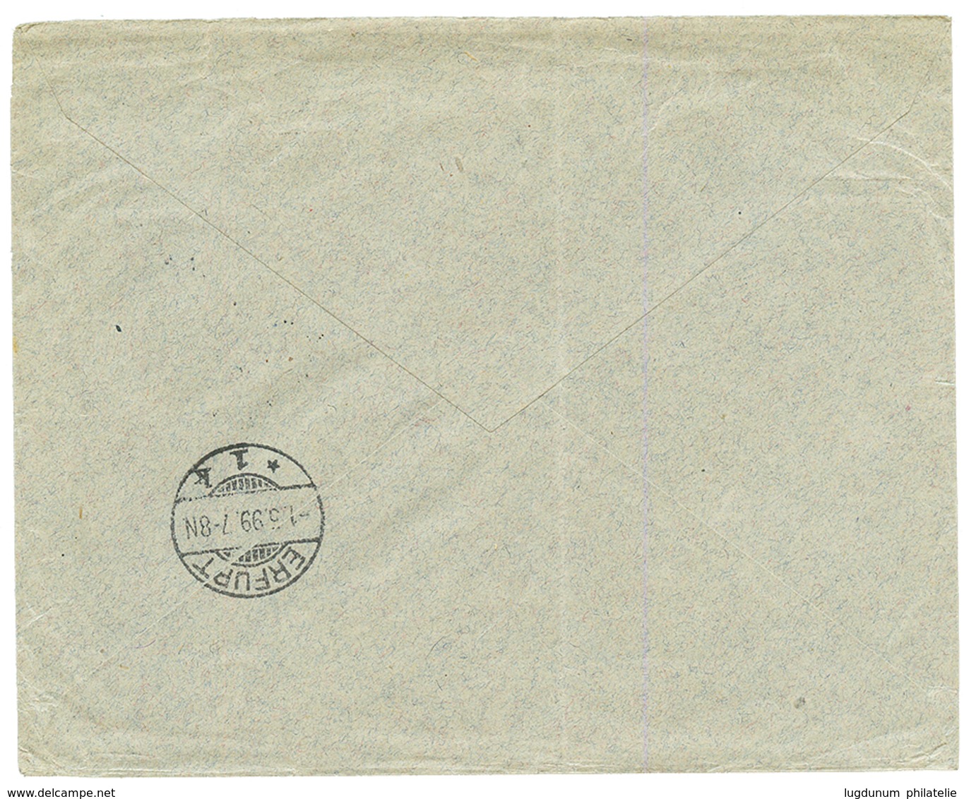 PALESTINE - GERMAN P.O. : 1899 VORLAUFER MIXT GERMANY 10pf(x2) + GERMAN LEVANT 1P On 20pf(x2) Canc. JAFFA On Commercial  - Palestina