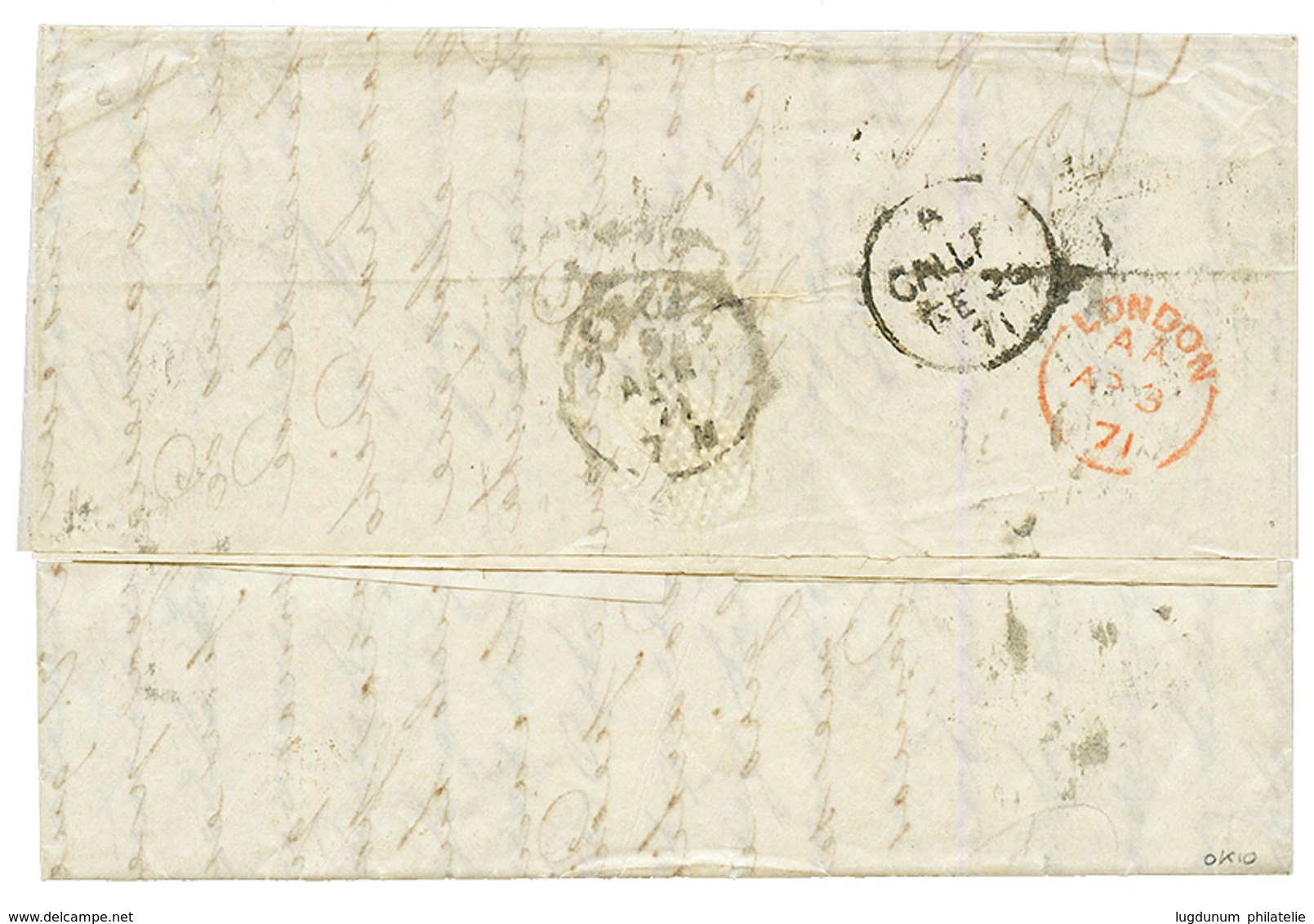 PERU : 1874 20c Canc LIMA + "42" Tax Marking On Entire Letter To GENOVA (ITALY) Taxed On Arrival With 2 LIRE(x2) + 0,10( - Pérou
