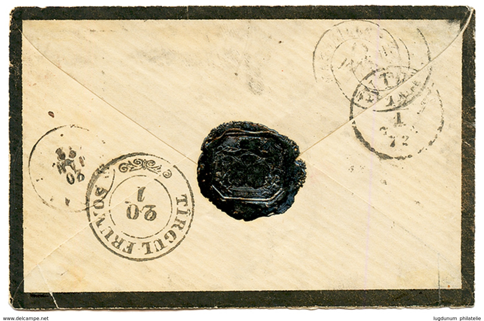 ROMANIA - Incoming Mail : 1872 FRANCE 80c BORDEAUX Issue (n°49) Canc. GC 2656 + NICE On Envelope To MOLDAVIE ROUMANIE. V - Altri & Non Classificati