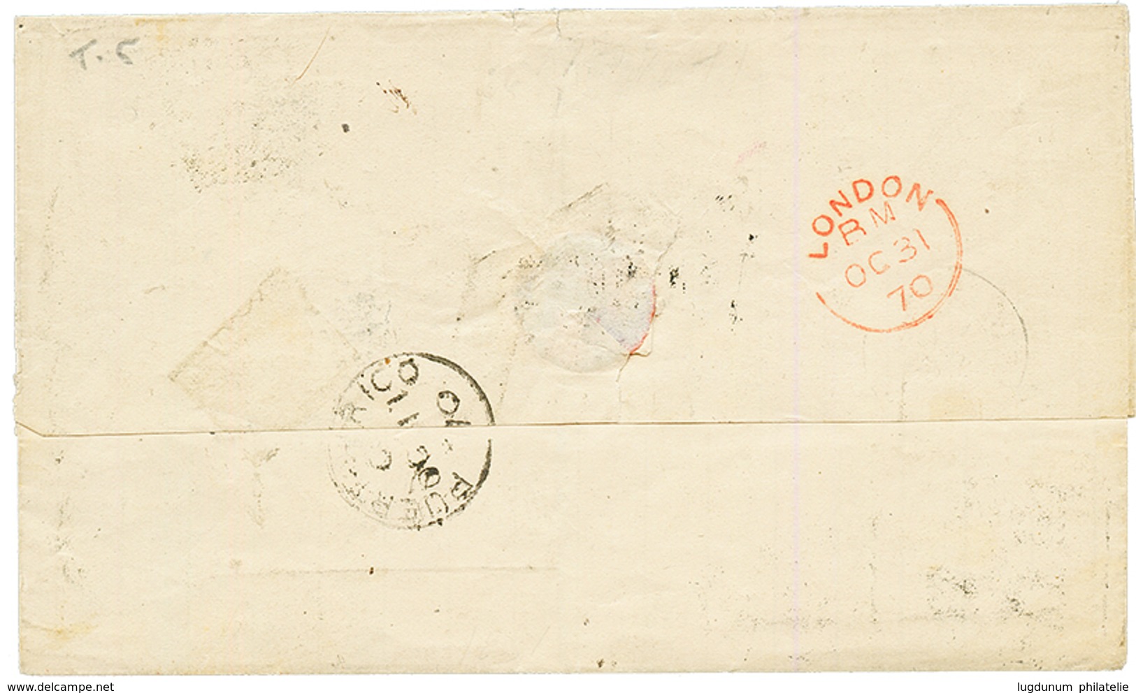 PORTO-RICO : 1870 20c(x2) + FRANCO On Cover To SPAIN. Verso, PUERTO-RICO. Vvf. - Sonstige & Ohne Zuordnung