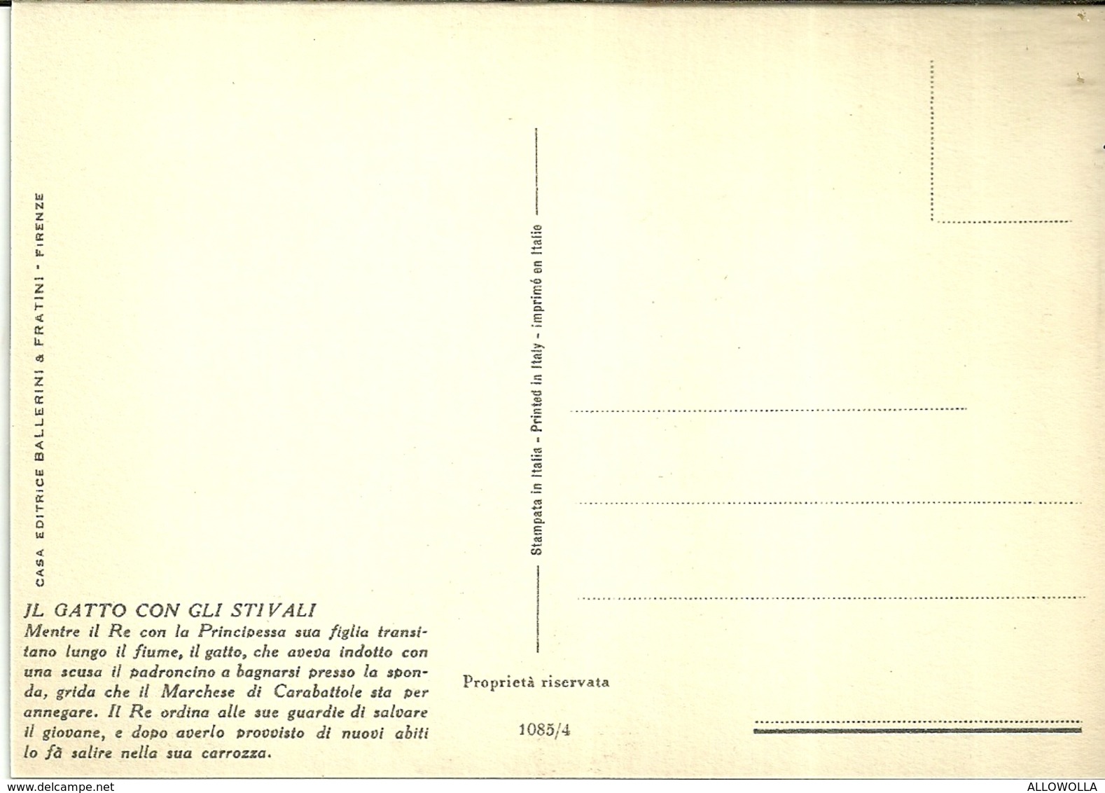3708 "IL GATTO CON GLI STIVALI-LE FAVOLE ILLUSTRATE-SERIE DI 6 CARTOLINE" CART. POST. OR. NON SPED.