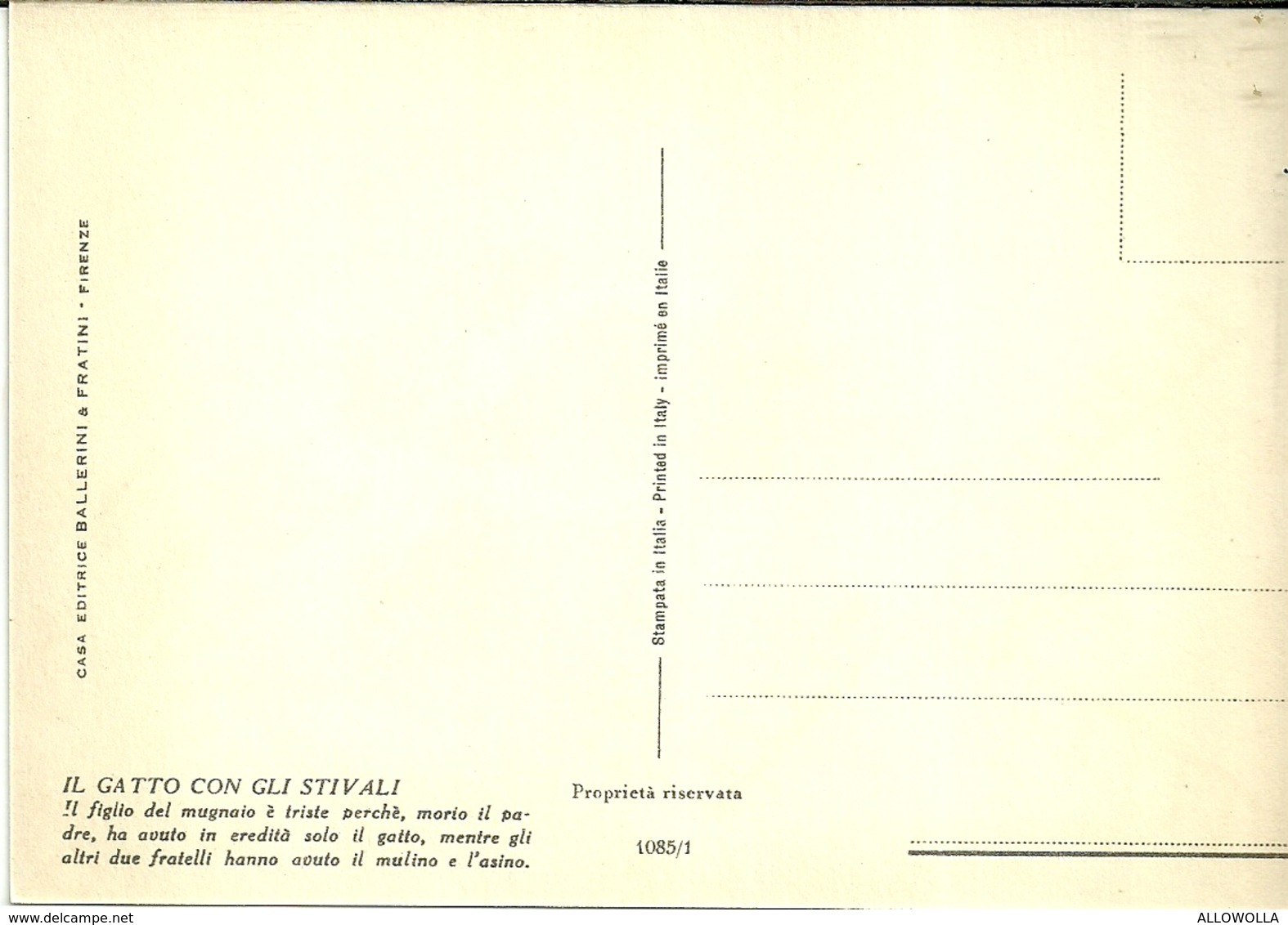 3708 "IL GATTO CON GLI STIVALI-LE FAVOLE ILLUSTRATE-SERIE DI 6 CARTOLINE" CART. POST. OR. NON SPED.