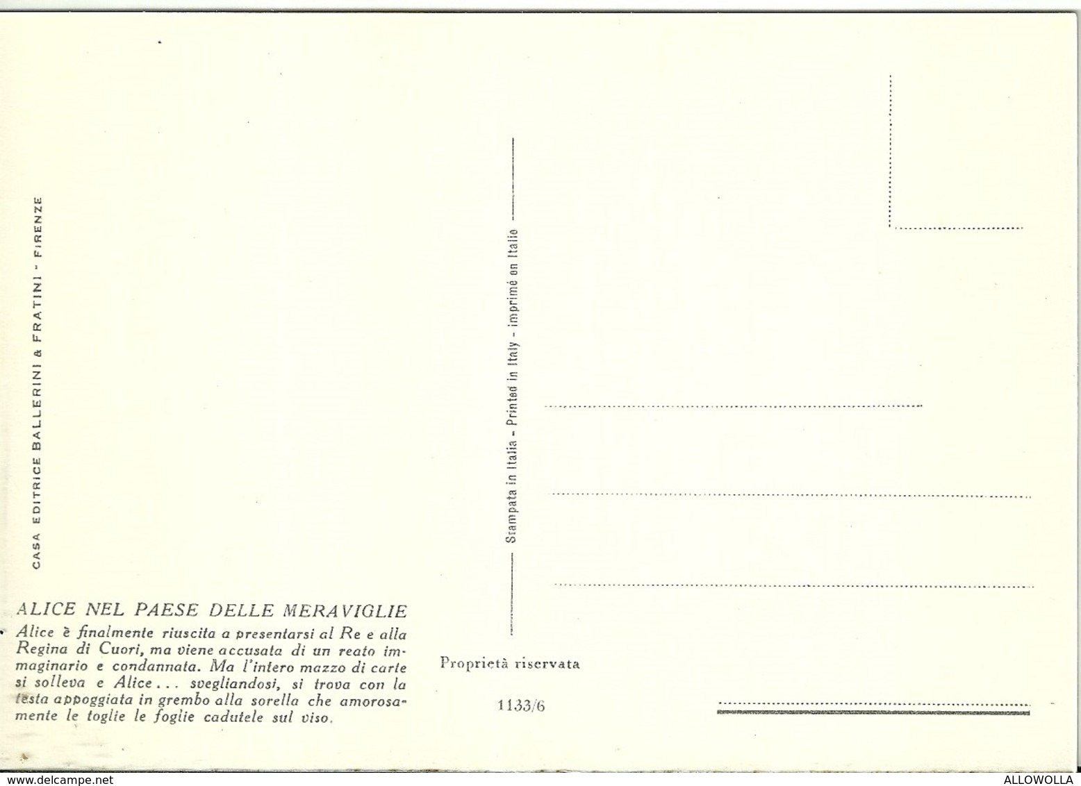 3709 "ALICE NEL PAESE DELLE MERAVIGLIE-LE FAVOLE ILLUSTRATE-SERIE DI 6 CARTOLINE" CART. POST. OR. NON SPED. - Fiabe, Racconti Popolari & Leggende