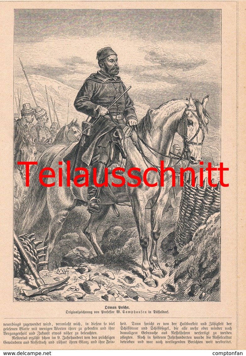 597 Camphausen Osman Pascha Plewen Soldaten Druck 1878 !!! - Other & Unclassified