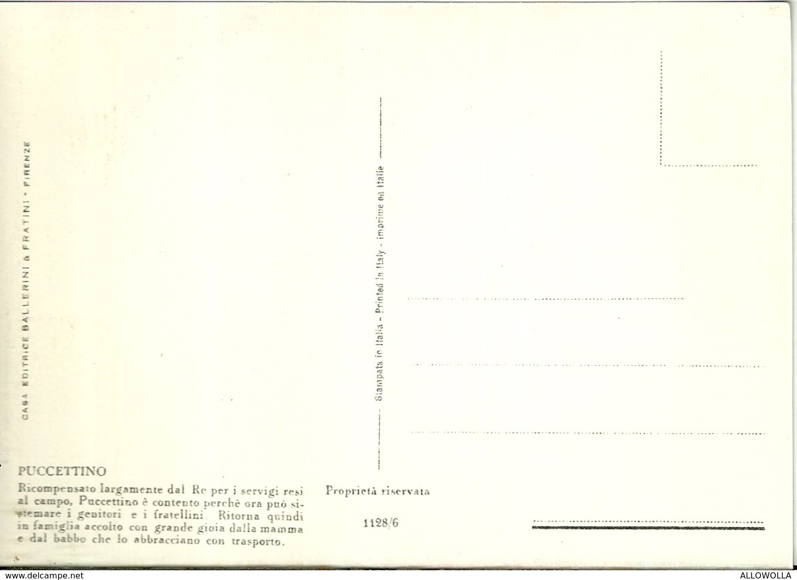 3710 "PUCCETTINO-LE FAVOLE ILLUSTRATE-SERIE DI 6 CARTOLINE" CART. POST. OR. NON SPED.