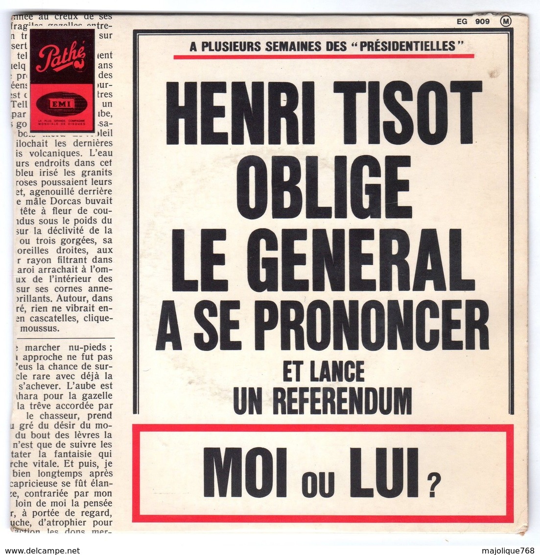 Disque 45 Tours De Henri Tisot - Lui Ou Moi - - Comiques, Cabaret