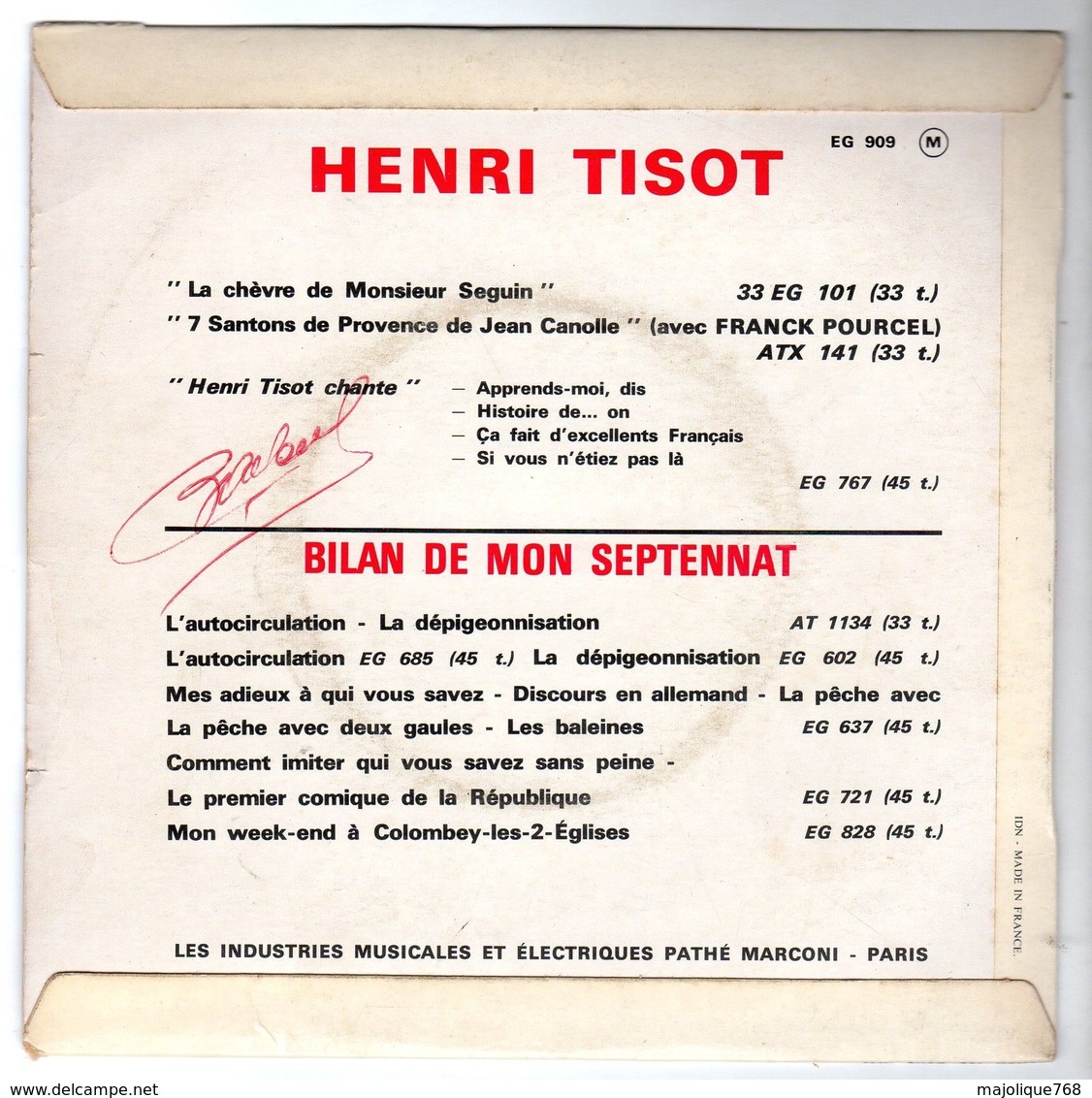 Disque 45 Tours De Henri Tisot - Lui Ou Moi - - Humour, Cabaret