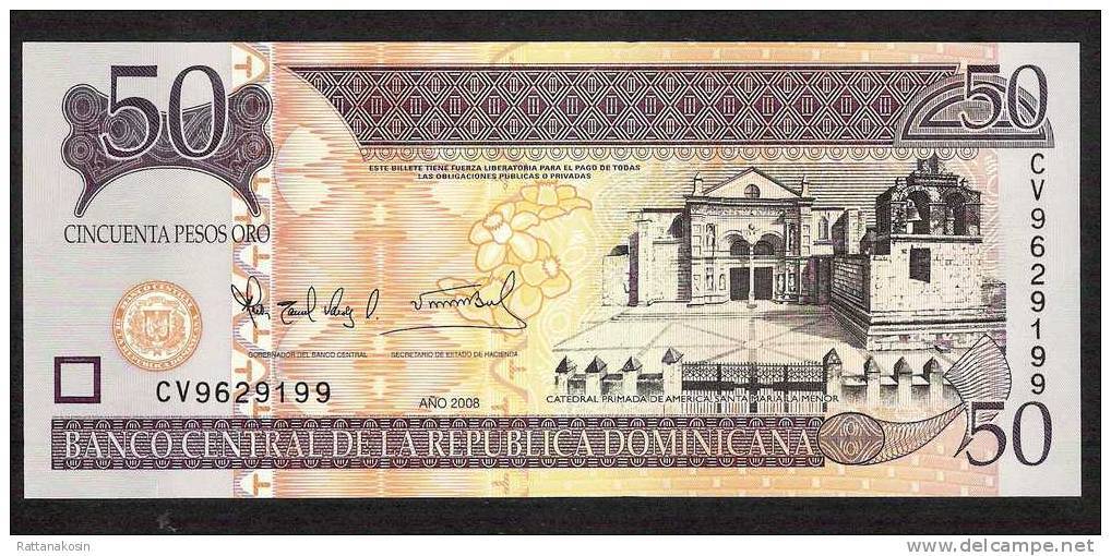 DOMINICAN REPUBLIC P176b  50 PESOS 2008 New Type For 2008 (T)dlR  UNC. - Repubblica Dominicana