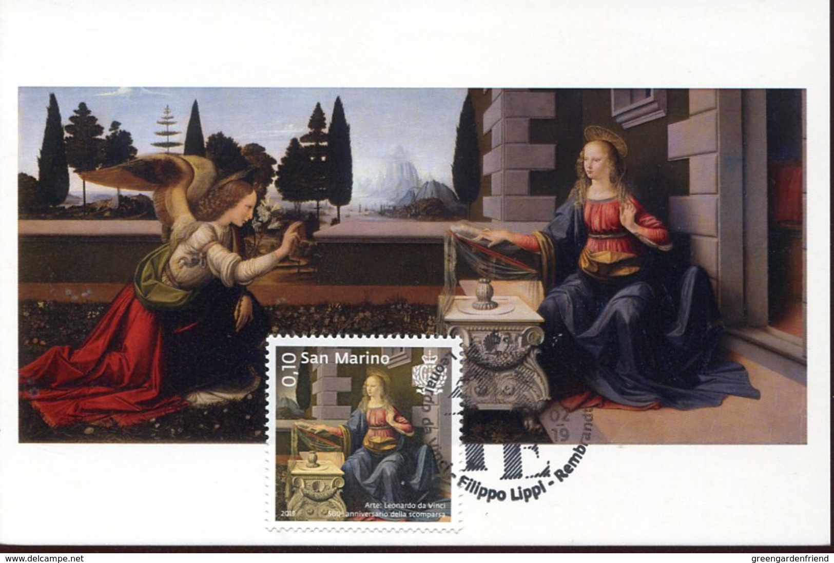 44986 San Marino,maximum 2019 Painting Of Leonardo Da Vinci, Annunciazione, Annunciation, Verkundigung - Scultura