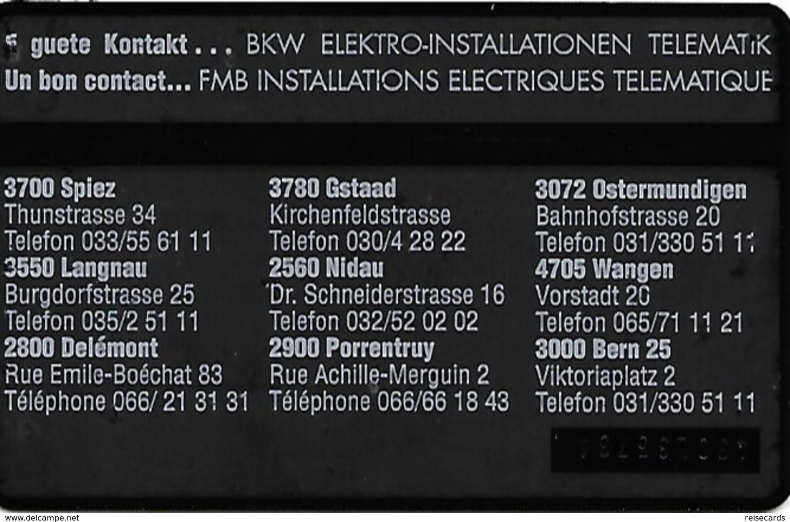 PTT: K-93/121B 430L BKW Elektro-Installationen, Telematik - Suisse