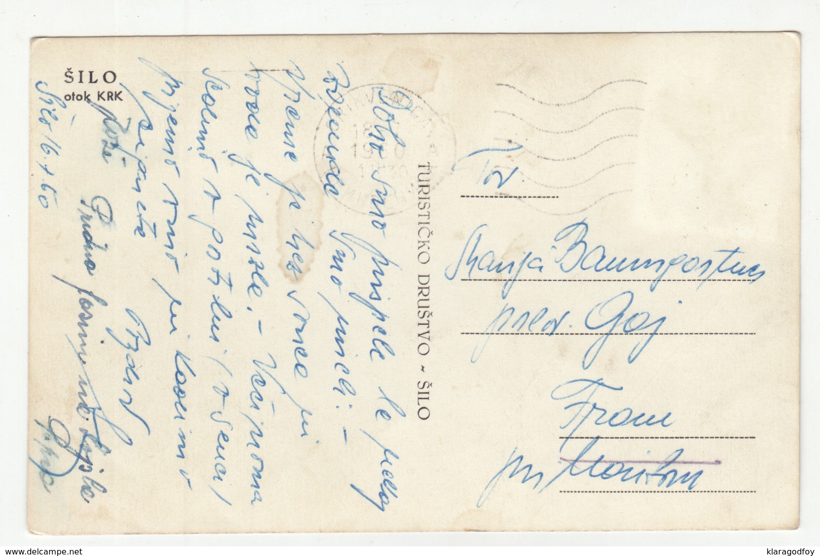 Šilo Island Of Krk Old Postcard Travelled 1960 To Maribor B190510 - Croatia