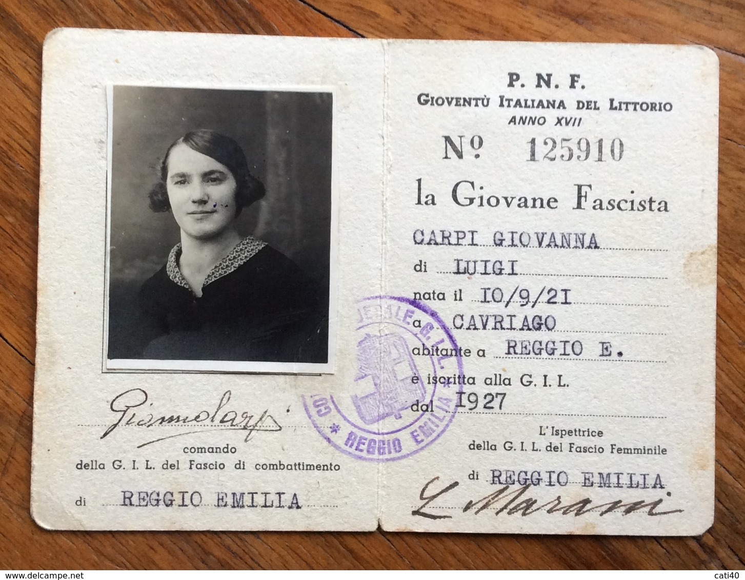 FASCISMO  TESSERA G.I.L ANNO XVII    ..LA GIOVANE FASCISTA.. - Documenti Storici