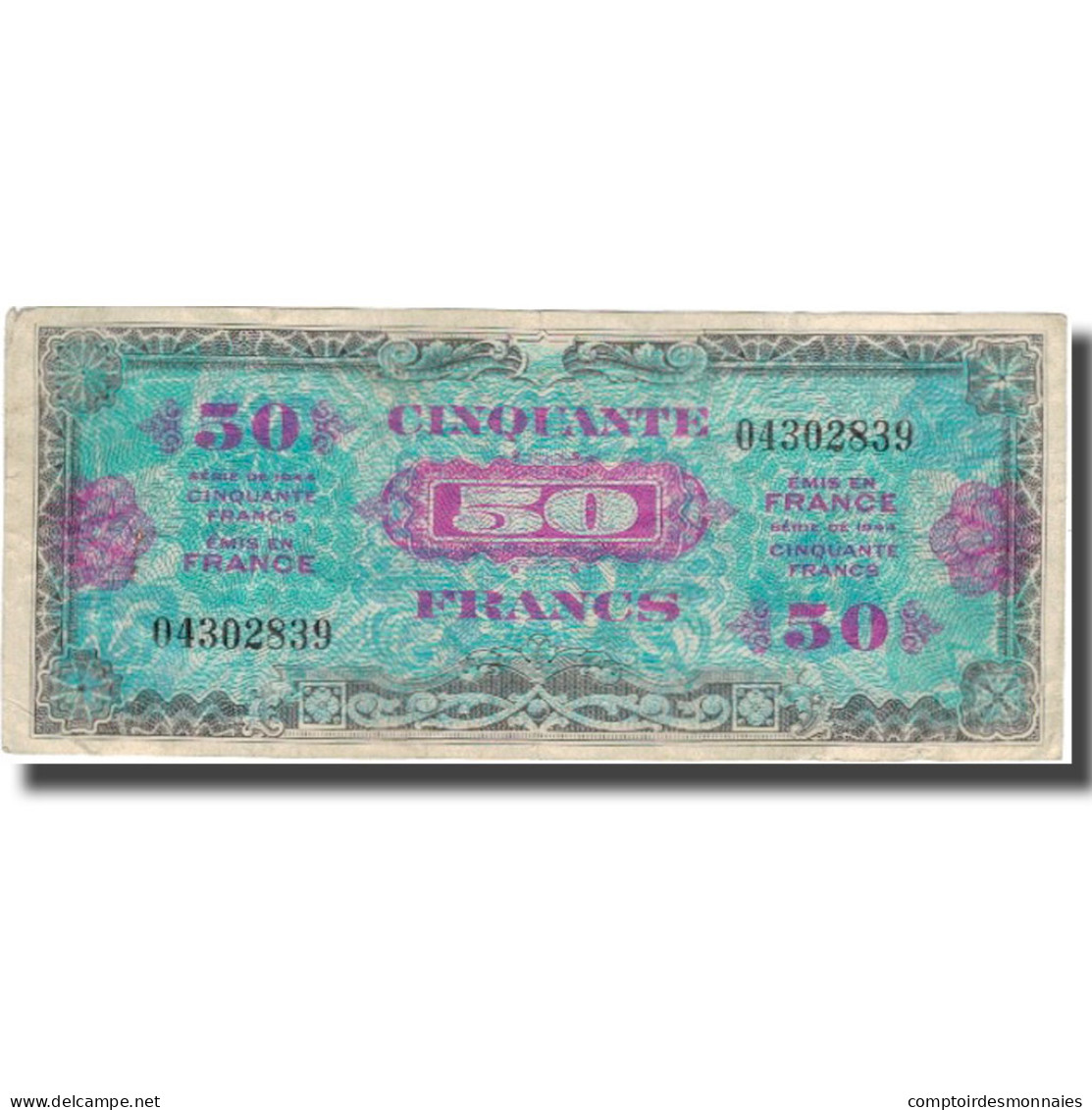 France, 50 Francs, 1945 Verso France, 1945, 1945, TB+, Fayette:19.1, KM:117a - 1945 Verso France