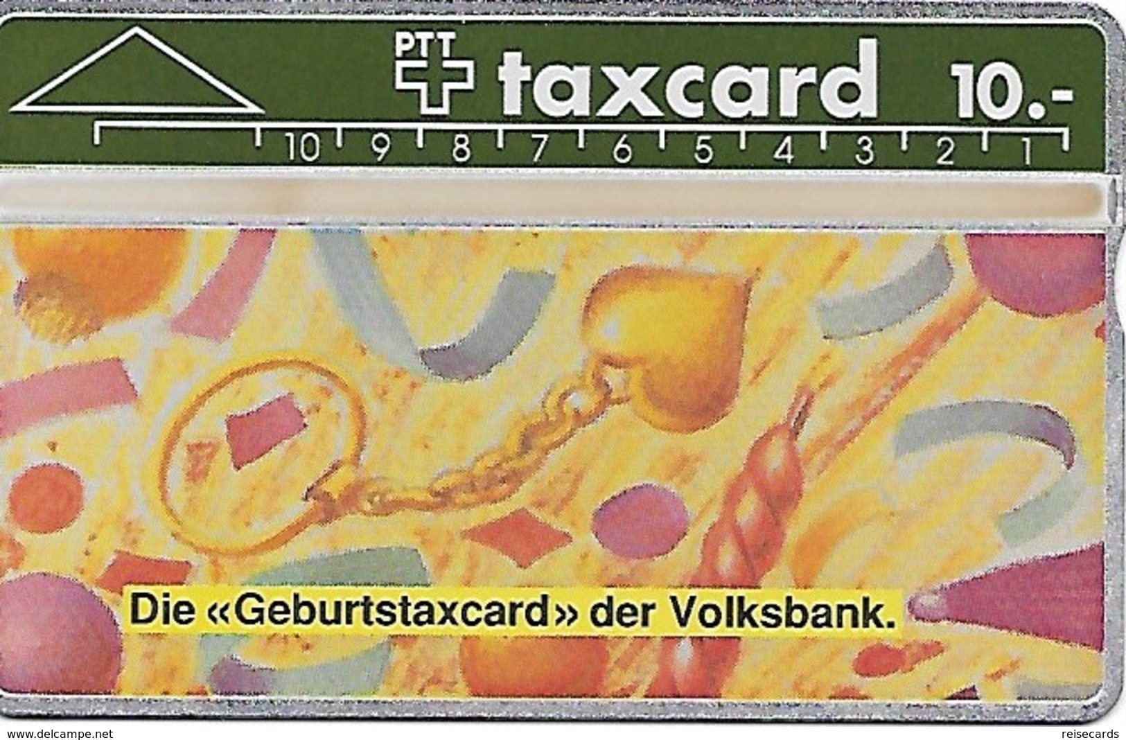 PTT: K-90/27A 010G Schweizerische Volksbank - Geburtstaxcard. Mint - Schweiz