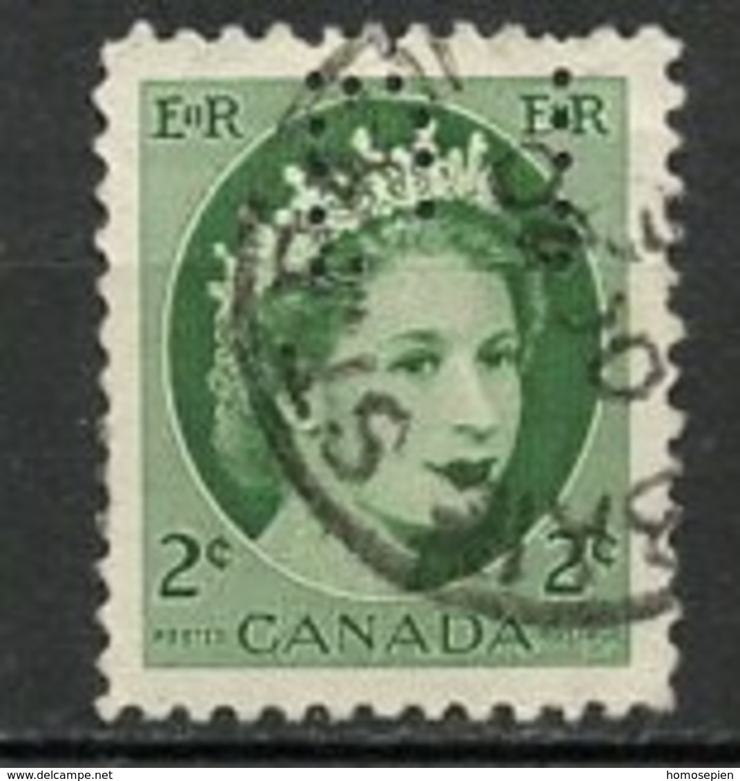 Canada - Kanada 1954 Y&T N°268 - Michel N°291 (o) - 2c Elisabeth II - Perforé DI - Perfins