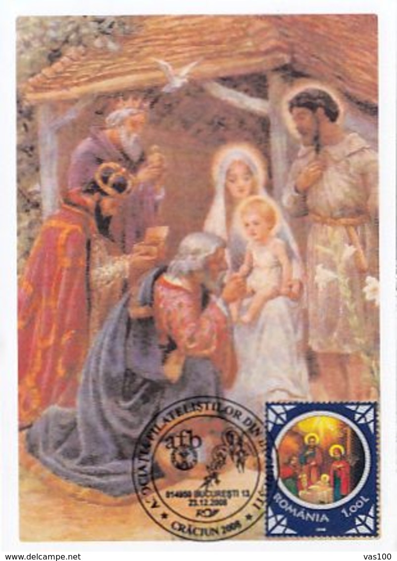 RELIGION, CHRISTIANITY, JESUS' BIRTH, CHRISTMAS, CM, MAXICARD, CARTES MAXIMUM, 2008, ROMANIA - Christianisme