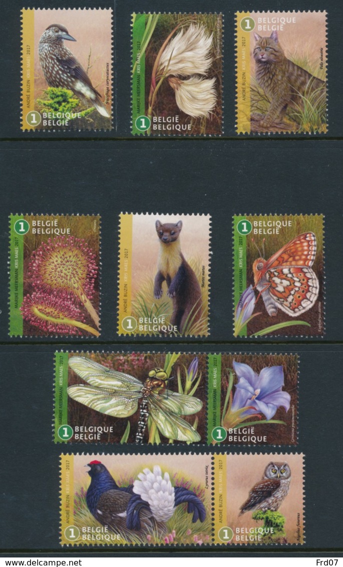 BE 2017 - Faune & Flore Des Hautes Fagnes - Timbres & Bloc ** - Sous Faciale De €19.60 - Neufs